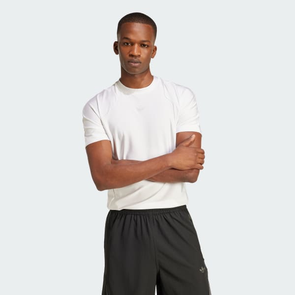 Beyaz Fashion Cut Line Tişört