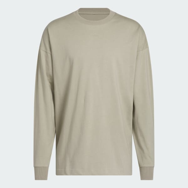 Beige adidas Basketball Long Sleeve kønsneutral T-shirt