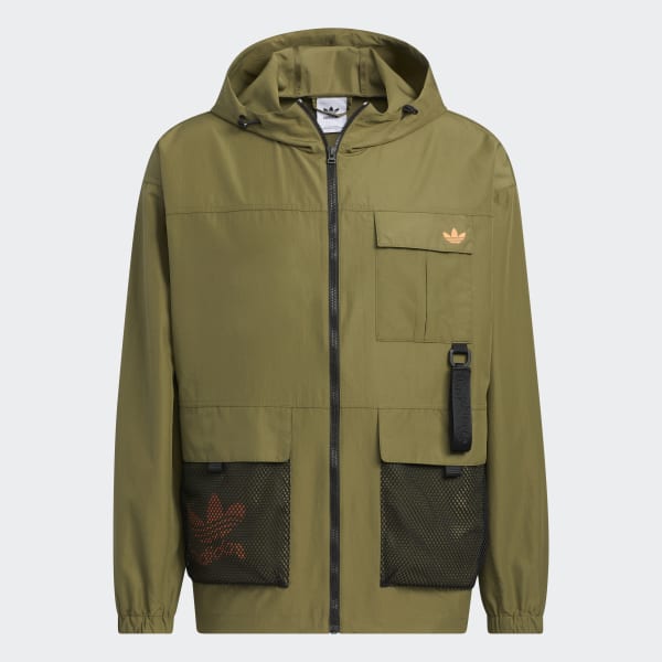 Olive green adidas windbreaker sales