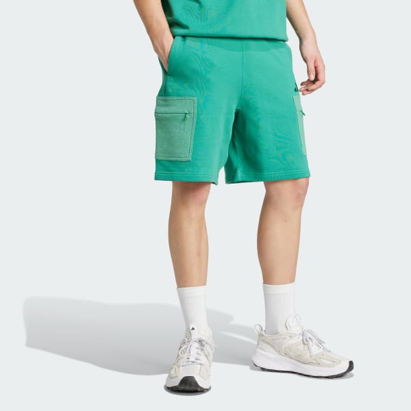 adidas ALL SZN French Terry Colorblock Shorts - Green | Free