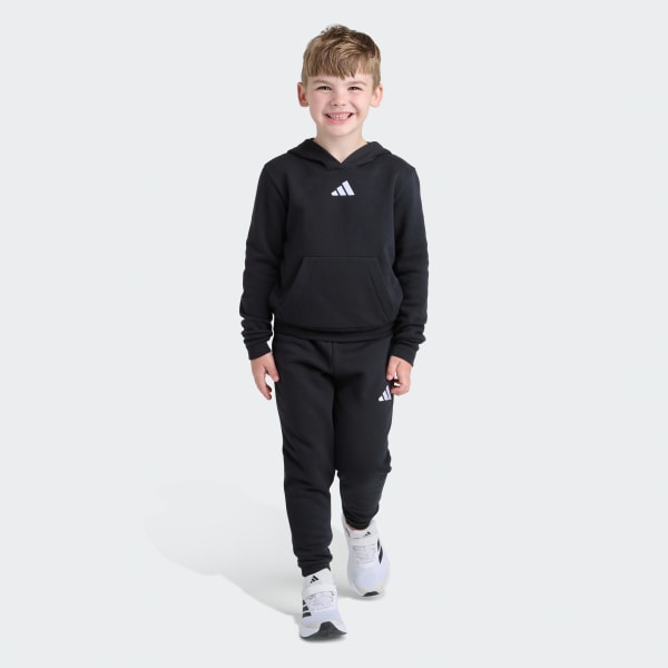 Black 2-Piece Long Sleeve Fleece Pullover & Jogger Set