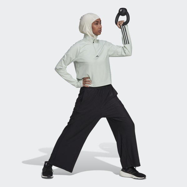 Zielony Hyperglam Cut 3-Stripes 1/4-Zip Tee TM302