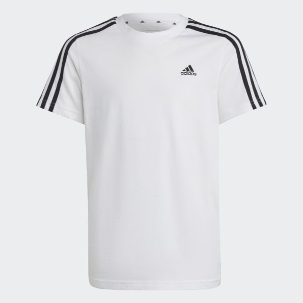 สีขาว เสื้อยืดผ้าฝ้าย Essentials 3-Stripes