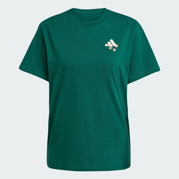 สีเขียว เสื้อยืดพิมพ์ลายดอกไม้ Tiro