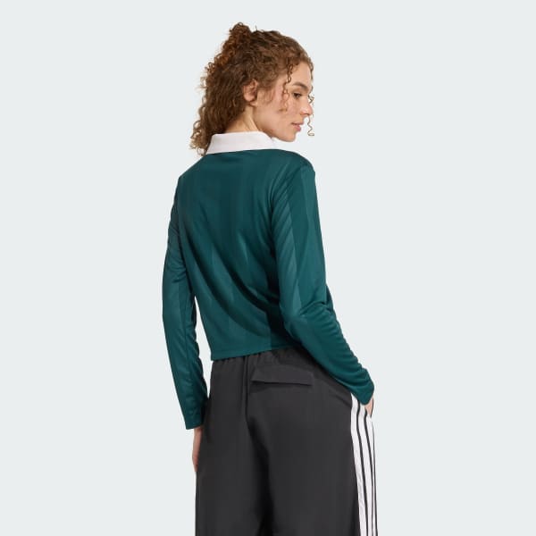 Verde Polera Polo de Manga Larga Tiro