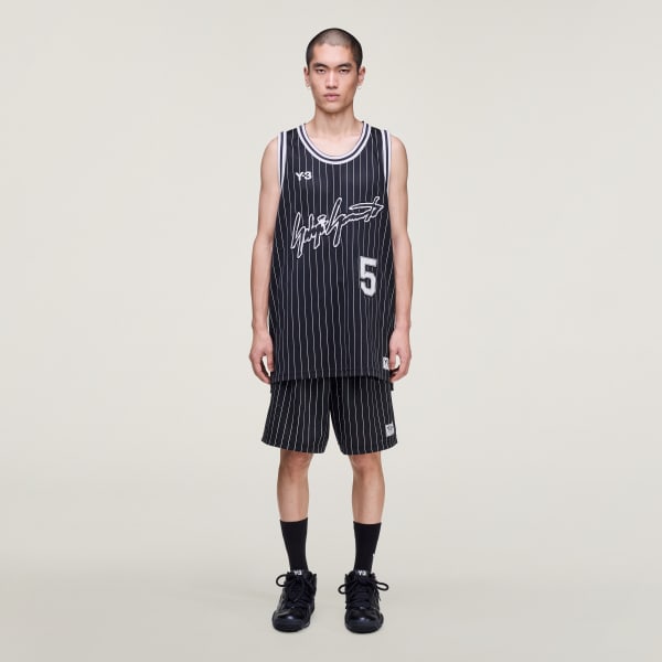 cerná Y-3 MESH PINSTRIPE SHORTS