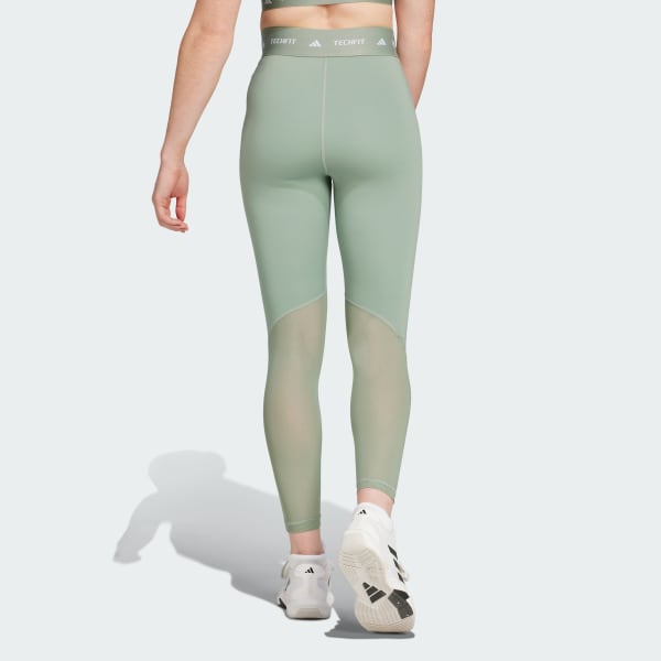 Green TECHFIT 3-Stripes 7/8 Leggings