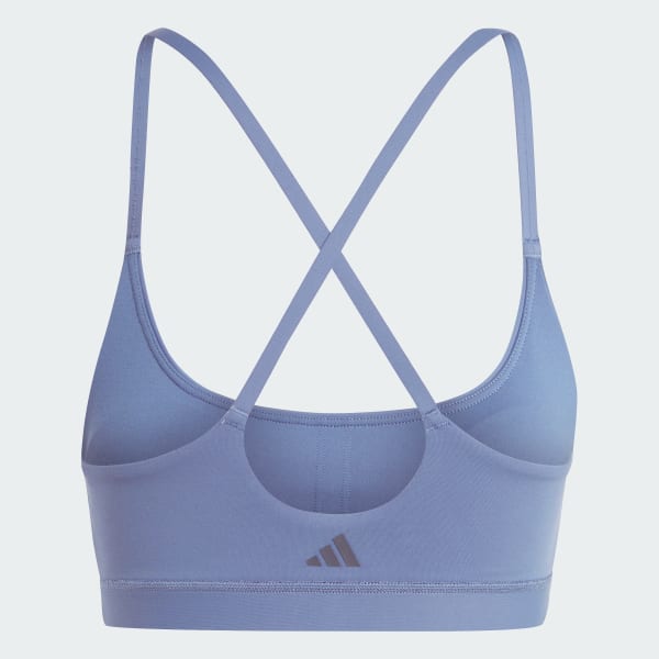 adidas womens All Me 3-Stripes Climalite Designed 4 Training Fitness Gym  Pilates Yoga Compression Light Support Workout Bra, Glow Blue, X-Small at   Women's Clothing store