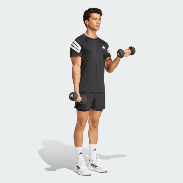 Schwarz Icon 3-Streifen T-Shirt