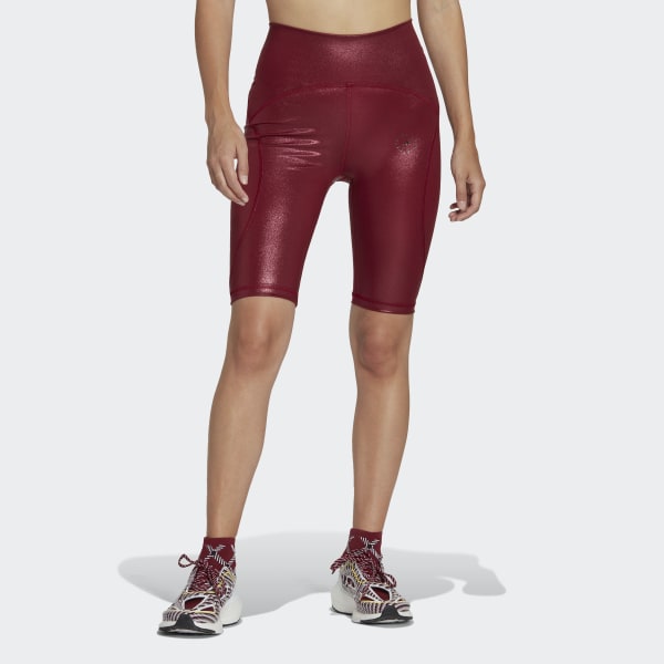 Burgundy adidas by Stella McCartney Shiny Cycling tights JKL99