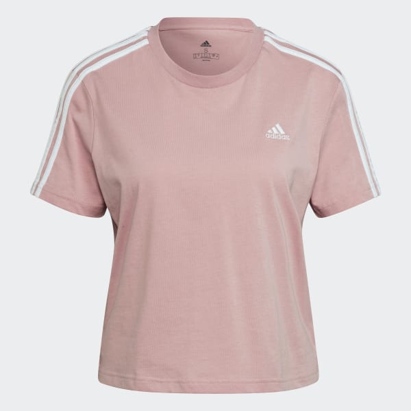 Rosa Essentials Loose 3-Streifen Cropped T-Shirt 28867