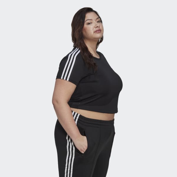Preto T-shirt Curta 3-Stripes Adicolor Classics (Plus Size) CV118