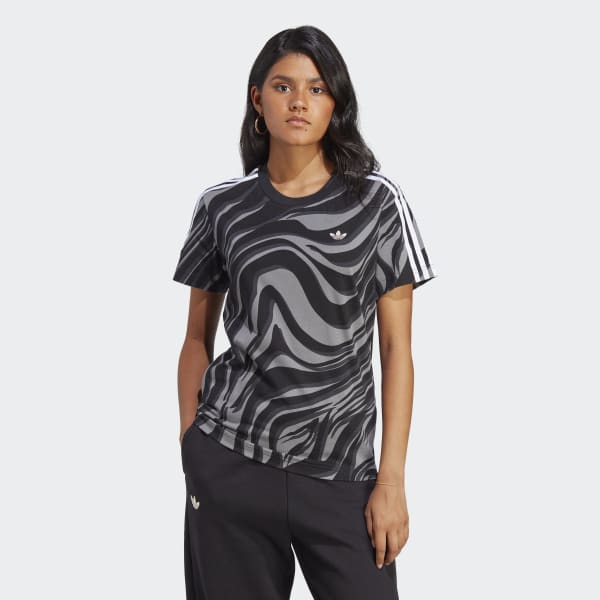 Cuota reloj Escabullirse adidas Abstract Allover Animal Print Tee - Black | Women's Lifestyle |  adidas US