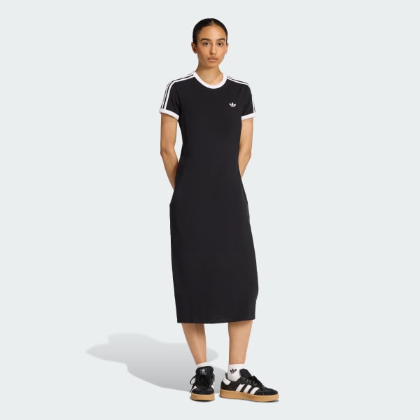zwart 3-STRIPES JURK (SLIM-FIT)