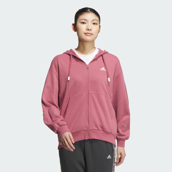 adidas フルジップ フーディーパーカー アディダス ワーディング ルーズフィット フレンチテリー