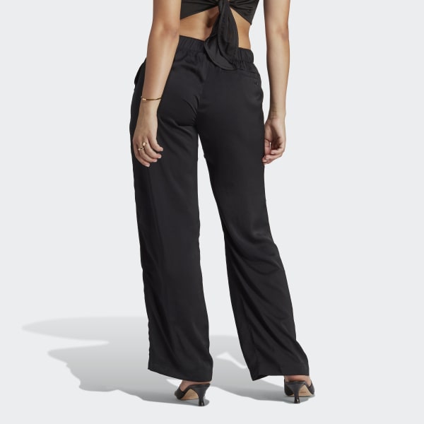 adidas Satin Wide Leg Track Pants - Black