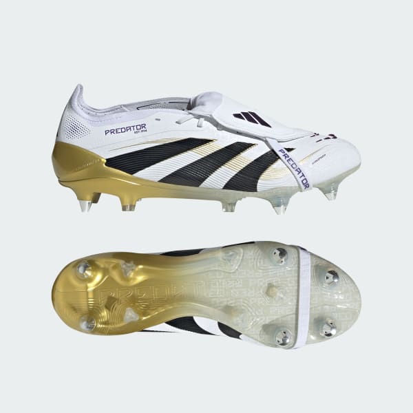 Branco Botas de Futebol com Língua Dobrada Predator Elite – Piso mole