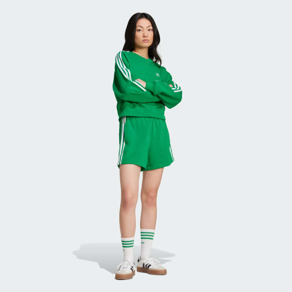 mau-xanh-la Quần Short Vải Thun Da Cá 3 Sọc