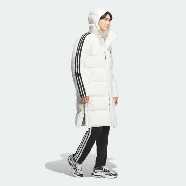 White 3-STRIPES REGULAR FIT LONG 다운 코트