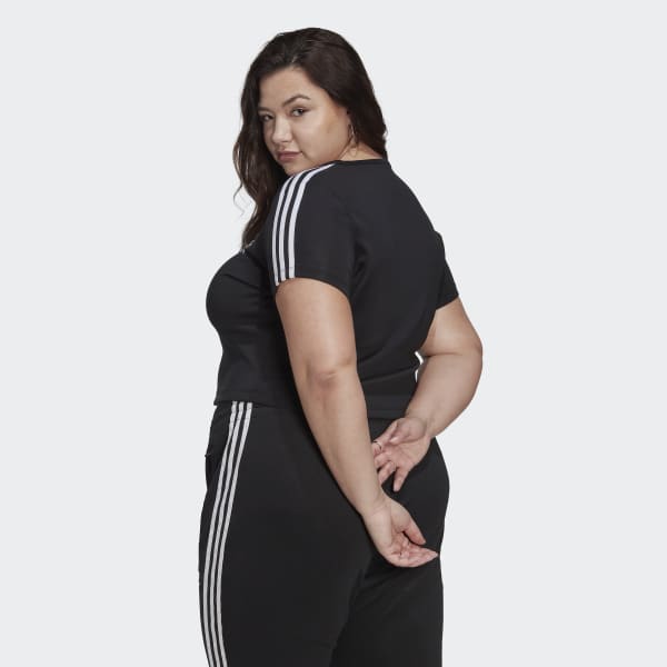 Preto T-shirt Curta 3-Stripes Adicolor Classics (Plus Size) CV118