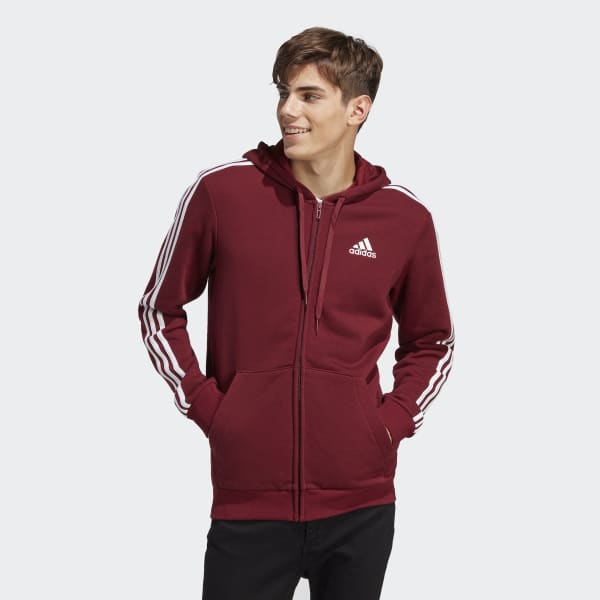 Chaqueta capucha Essentials 3 bandas Burgundy adidas | adidas España