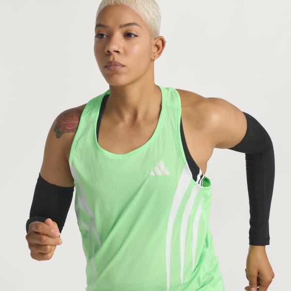 adidas Adizero NYC Running Singlet - Green | Free Shipping