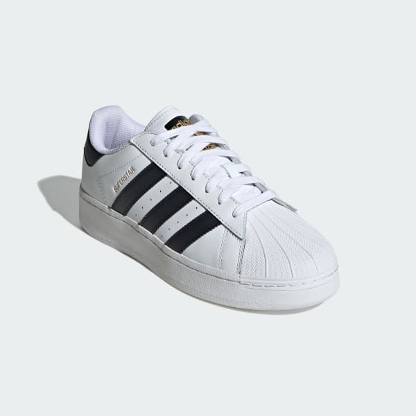 adidas white and gold superstar trainers