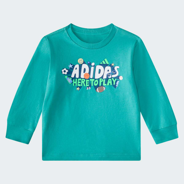 Green 2-Piece Long Sleeve Graphic Cotton Tee & Jogger Set

