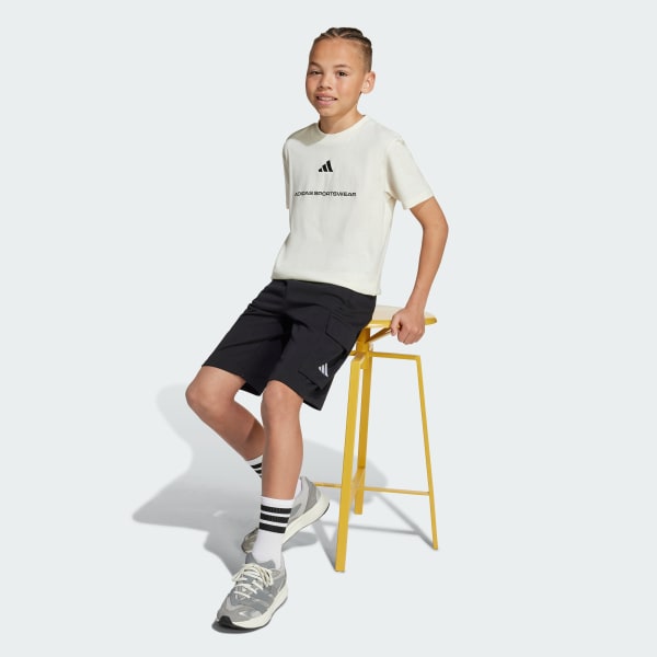 bílá Tričko adidas Boys Slogan Single Jersey Kids