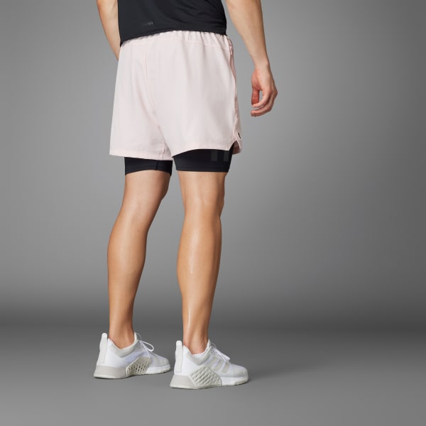 สีชมพู กางเกงขาสั้นออกกำลังกายดีไซน์ทูอินวัน adidas PrimeLift