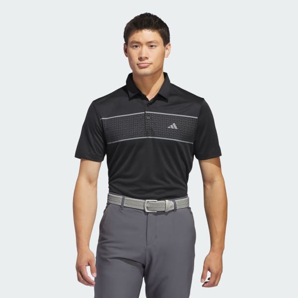 Negro Camiseta Polo con Tira en el Pecho
