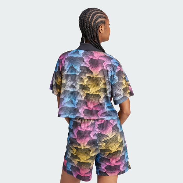 Negro Remera Tiro Print Mesh Summer