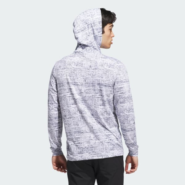 White Performance Printed Lightweight Hoodie