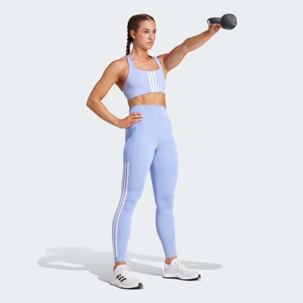 Blue Optimé 3-Stripes Full-Length Leggings