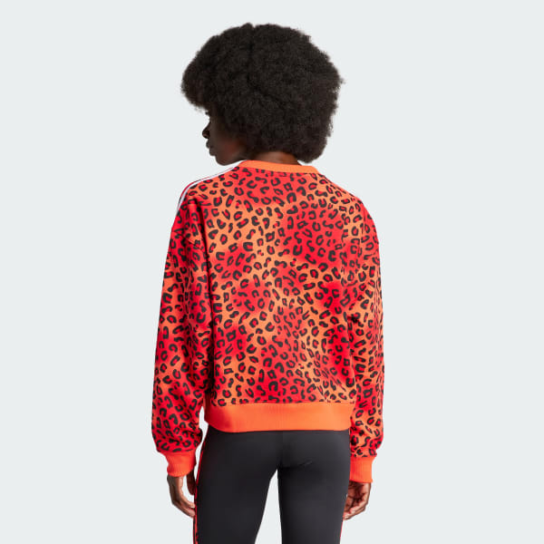 Naranja Polera adidas Originals Leopard Luxe Trifolio Cuello Redondo