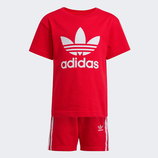 cervená Súprava Adicolor Shorts Tee Kids