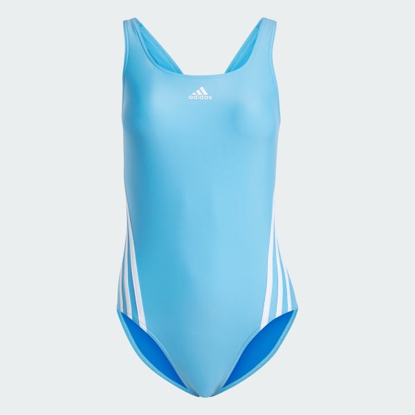 adidas 3-Stripes Swimsuit - Blue, Women's Swim