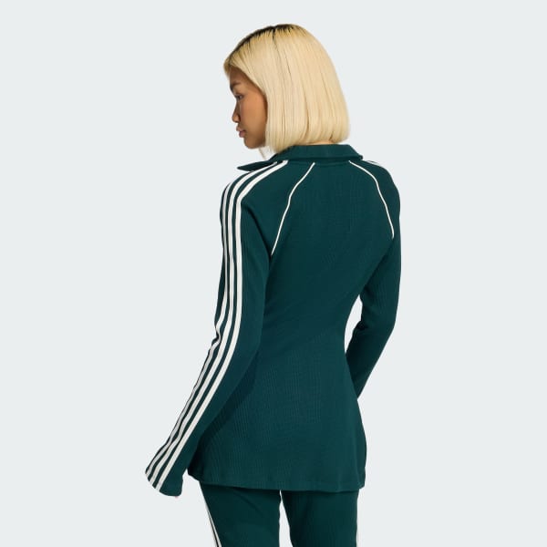 สีเขียว เสื้อติดกระดุมผ้าวาฟเฟิล adidas Originals