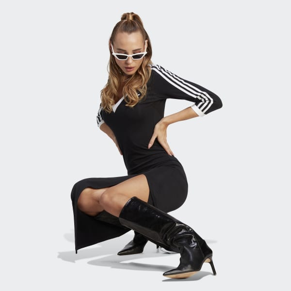 adidas Adicolor Classics 3 Stripes Maxi Jurk Zwart adidas
