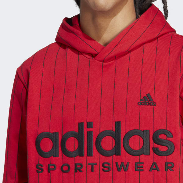 Czerwony Pinstripe Fleece Hoodie