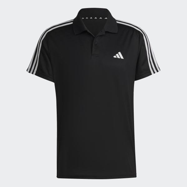Black Train Essentials Piqué 3-Stripes Training Polo Shirt