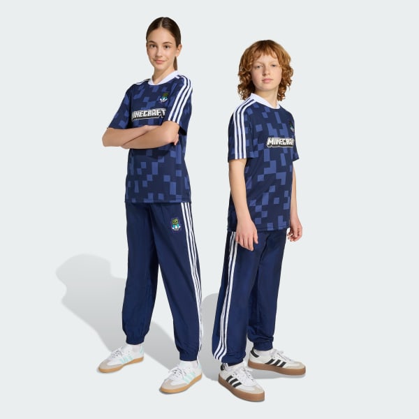 modrá Dětské kalhoty adidas Originals X Minecraft