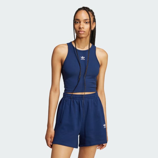 Azul Polo sin Mangas Essentials Acanalado