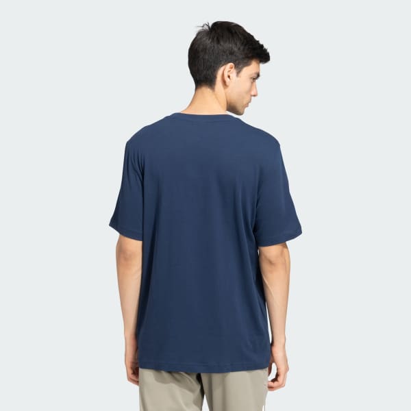 Blue Linear Graphic Cotton Tee