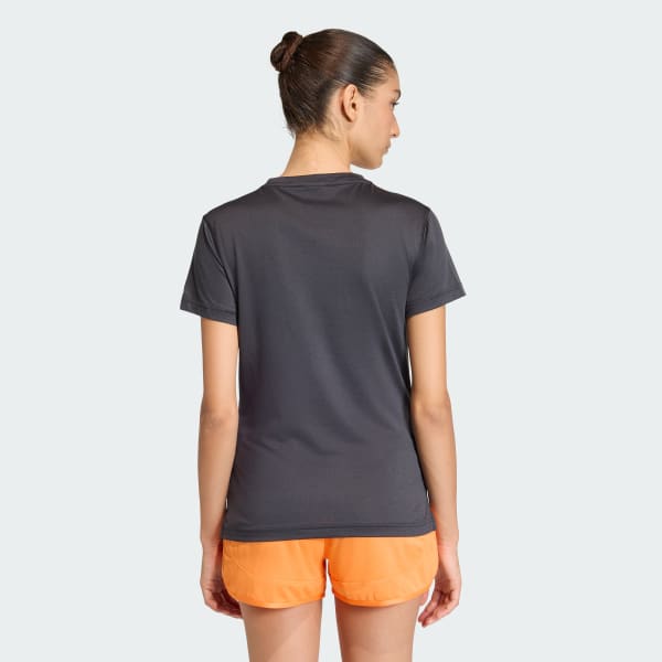 Schwarz adidas Workout Essentials T-Shirt mit V-Ausschnitt