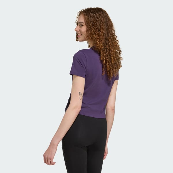 Roxo Camiseta Baby Look Essentials Três Listras Slim