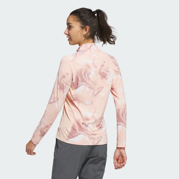 Pink Ultimate365 Printed Quarter-Zip Mock Polo Shirt