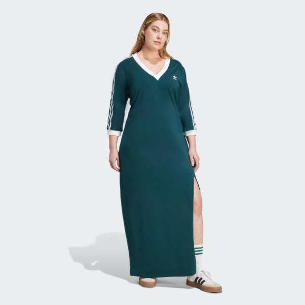 adidas Adicolor Classics 3-Stripes V-Neck Maxi Dress (Plus
