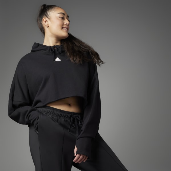 Preto Camisola Curta com Capuz Collective Power (Plus Size)