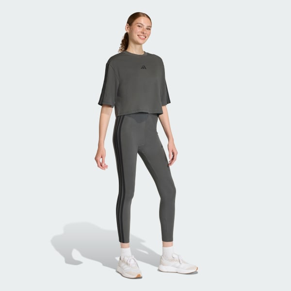 Grey Essentials 3-Stripes Cotton Leggings